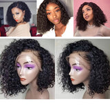 Bob Style Water Wave Lace Wig Natural Black #1B