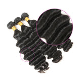 Loose Deep Curly Virgin Human Hair Natural Black Bundles